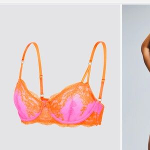 Savage X Fenty Lace Bra in Pink and Orange